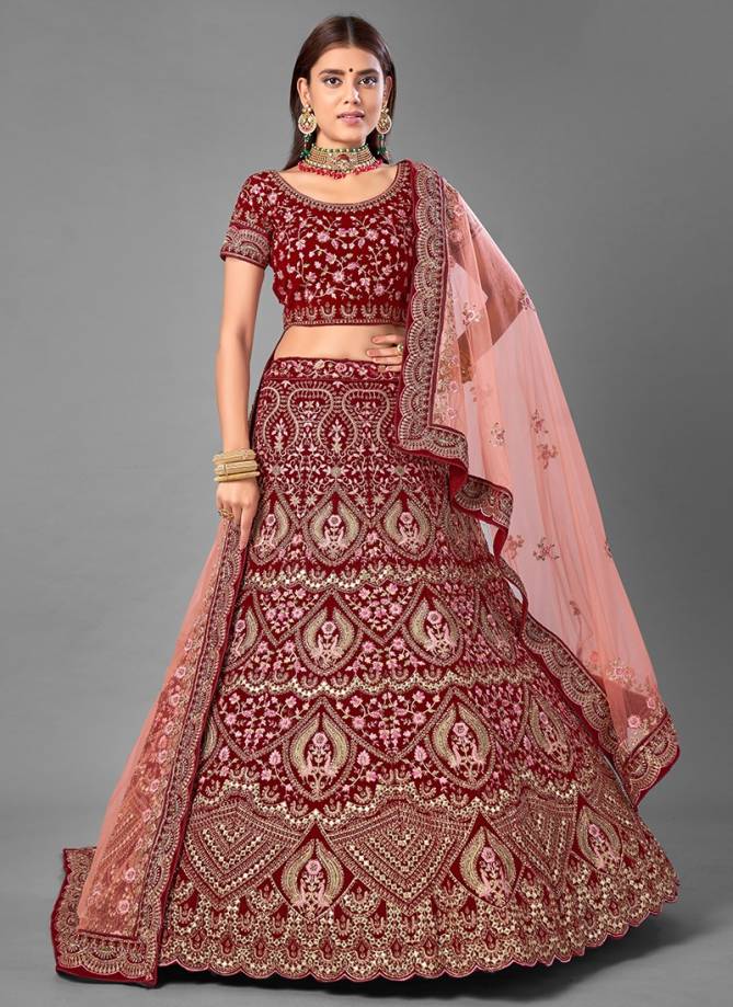 Arya Design 18 Exclusive Bridal Wedding Wear Velvet Heavy Embroidery Work Latest Lehenga Choli Collection